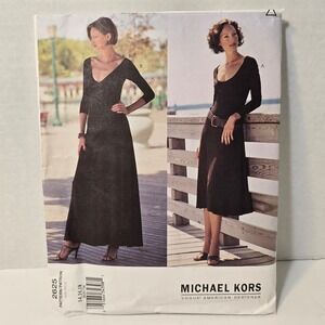 Vogue 2625 Michael Kors Uncut Sewing Pattern Flared Pullover Dress Midi Maxi